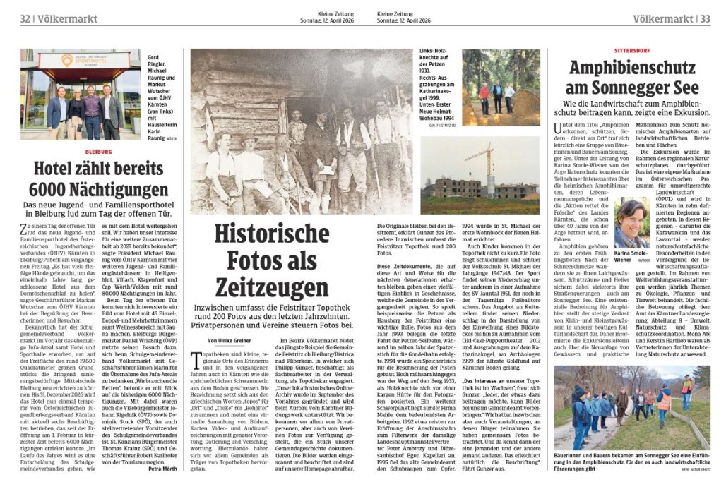 "Hotel zählt bereits 6000 Nächtigungen", Kleine Zeitung Region Völkermarkt, 12. April 2026
